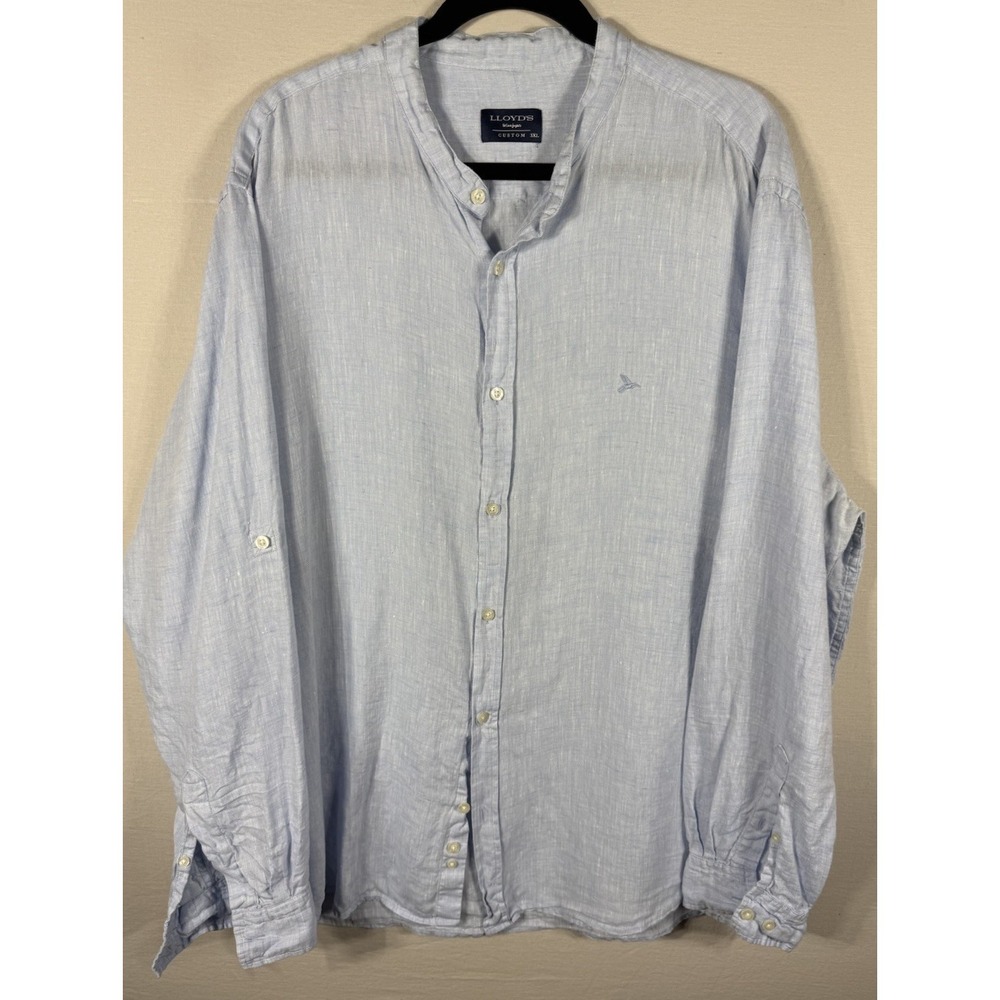 El Corte Ingles LLOYD'S Shirt Mens 3XL Blue Linen Long Sleeve Button Up Casual